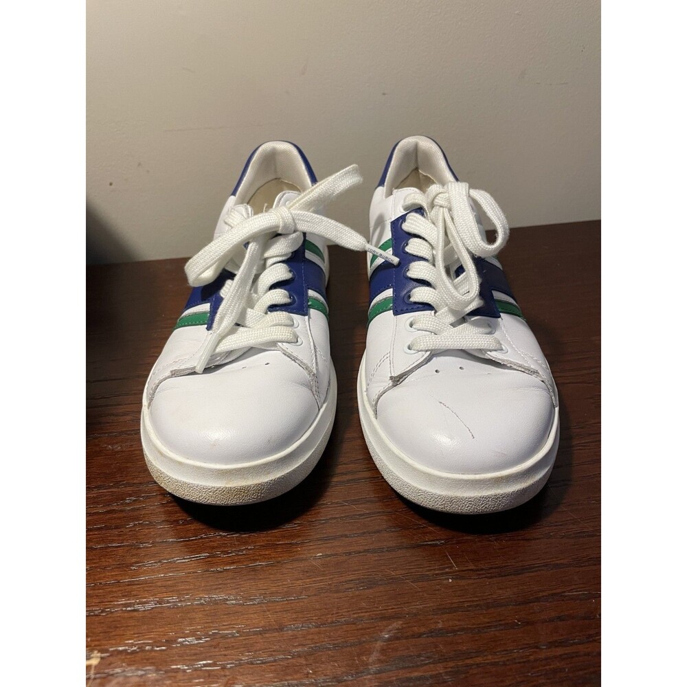 Tory Burch White Sneakers with Blue and Green Stripes